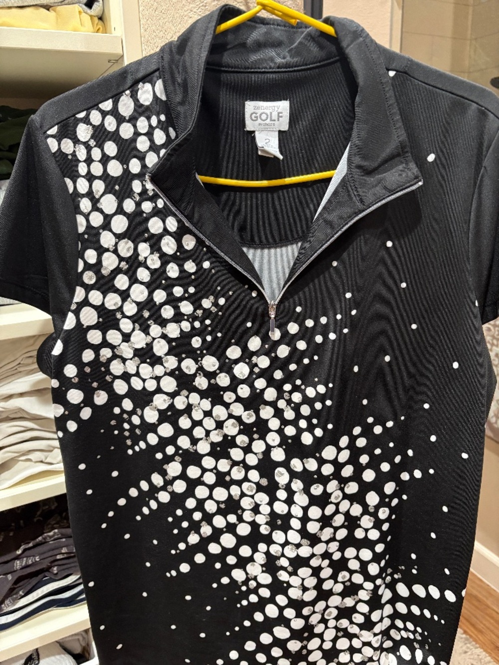Zenergy By Chico Half Zip Black and White Polo